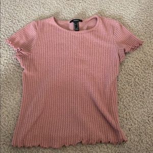 forever 21 waffle pink shirt